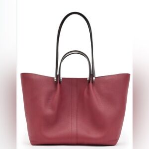 All Saints Allington Bordeaux Leather Tote with Black Handles